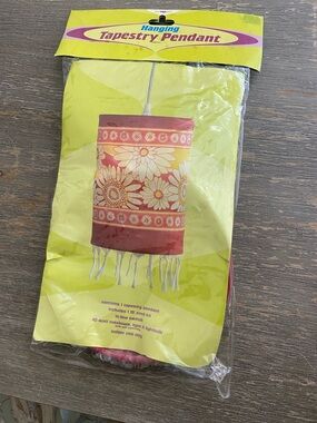 Hanging Floral Pink & Yellow Tapestry Pendant Lamp